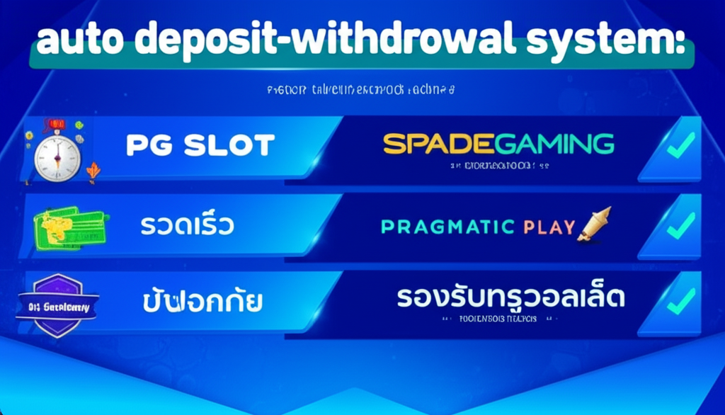 แผนภูมิเปรียบเทียบระบบฝาก-ถอนออโต้ของสล็อตค่ายดังปี 2025 พร้อมไอคอนความปลอดภัยและรองรับทรูวอลเล็ต