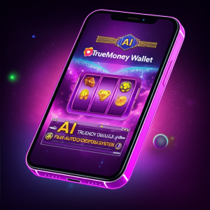 ภาพมือถือแสดงเกมสล็อตธีมกาแล็กซี่ พร้อมสัญลักษณ์ AI และระบบฝากถอนออโต้ของ ppgslots ในปี 2025