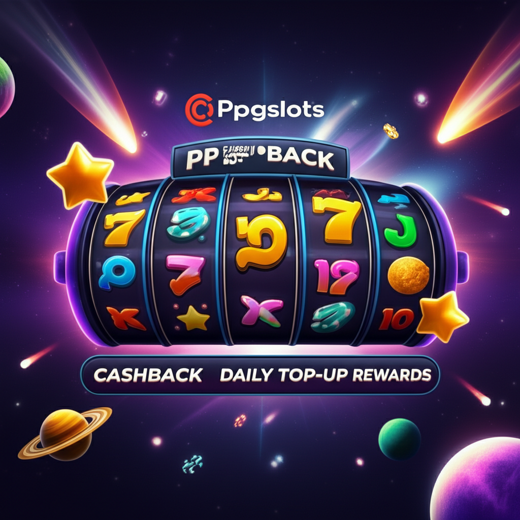แบนเนอร์โปรโมชั่นโบนัสพิเศษสำหรับผู้เล่นสล็อตธีมอวกาศบน ppgslots เน้นโบนัสต้อนรับและคืนยอดเสีย