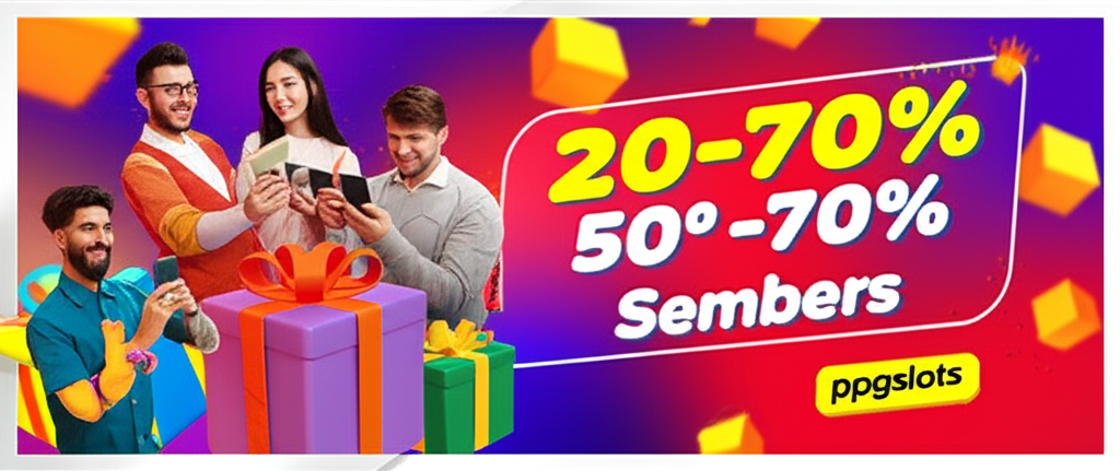 ภาพแบนเนอร์โปรโมชั่นพิเศษสำหรับสมาชิกใหม่และสมาชิกปัจจุบันของ ppgslots แสดงโบนัสต้อนรับและโบนัสฝากต่อเนื่อง พร้อมผู้เล่นที่มีความสุข