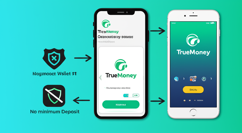 อินโฟกราฟิกขั้นตอนการฝากเงินผ่าน TrueMoney Wallet บน ppgslots สำหรับมือใหม่