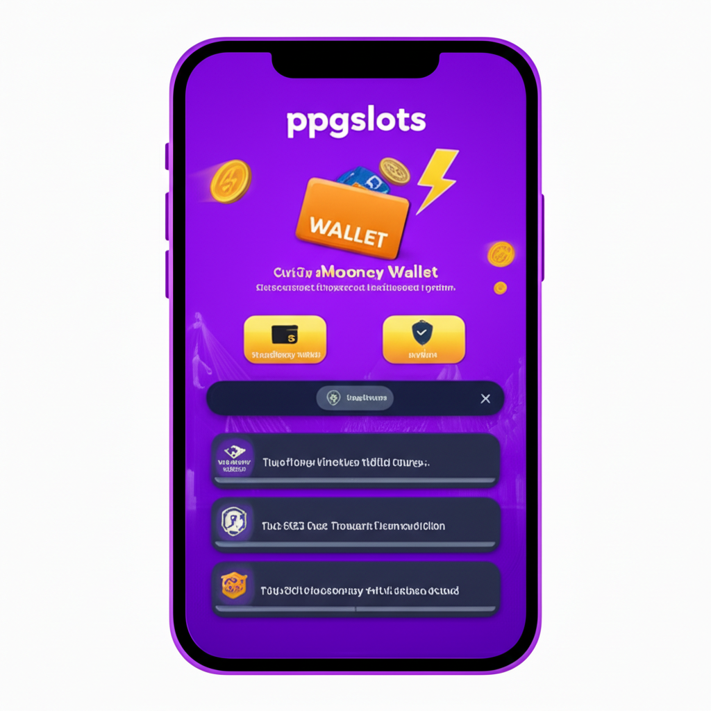 ภาพแสดงหน้าจอมือถือระบบฝาก-ถอนออโต้ของ ppgslots ที่รองรับ TrueMoney Wallet พร้อมไอคอนธุรกรรมรวดเร็วและสัญลักษณ์ความปลอดภัย