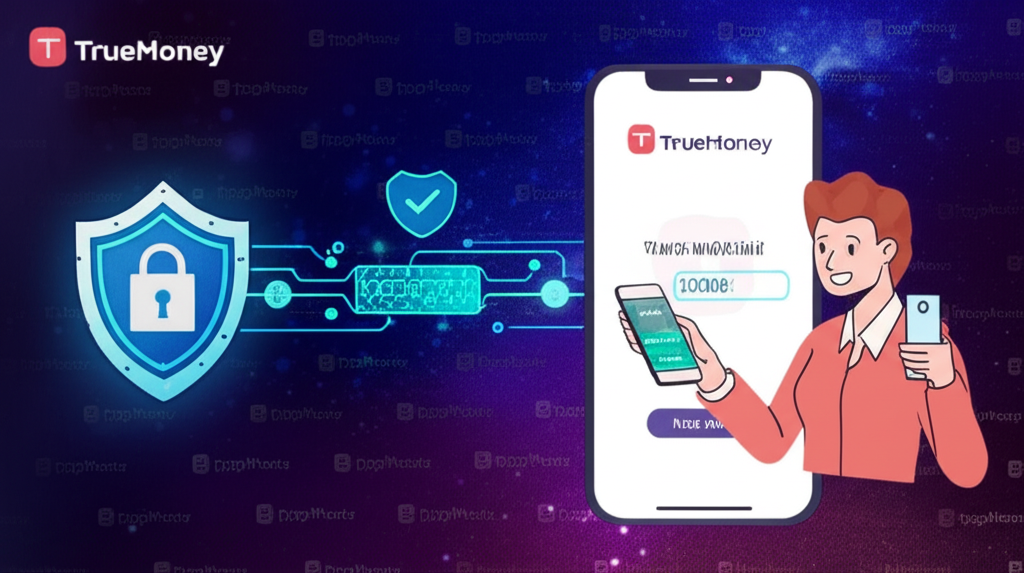 ภาพแสดงความปลอดภัยในการทำธุรกรรมถอนเงินผ่าน TrueMoney Wallet กับ ppgslots ด้วยระบบเข้ารหัสข้อมูล