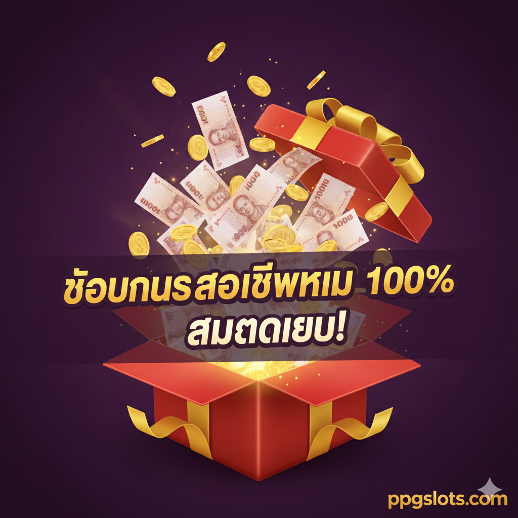 ออกแบบ一张突出“โปรโมชั่นและโบนัส โชค 88” 功能的图片。核心元素是巨大的“88% BONUS”字样和“88 บาท เครดิตฟรี”图标。画面应展示一个快速、流动的资金概念,例如金币或泰铢符号以极快的速度飞入一个移动设备的屏幕中(代表“ฝาก-ถอน อัตโนมัติ”)。整体风格要现代化且快速,使用鲜艳的颜色如金、红、绿来强调财富和速度。构图上,可以利用对角线设计来表示流程的迅捷,底部印有小小的ppgslots.com标志。