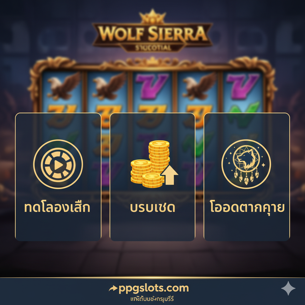 突出游戏核心功能的图片,重点展示'Sticky Wilds'和'Free Spins'。构图应为一个放大且动态的游戏界面截图(模拟),清晰展示5x4的卷轴。在卷轴上有多个锁定的(Sticky)Wild Wolf符号,周围有闪烁的光芒或锁链符号,表示它们被固定住了。中心应有一个显著的'Dreamcatcher' Scatter符号。色彩应明亮且带有金色光效,模拟大奖即将到มาถึงความตื่นเต้น。上方可叠加泰语的'Free Spins'字样。