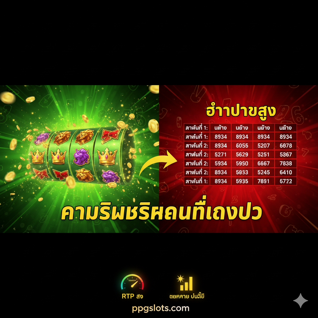 功能特性图,突出'Slot Online'และ'4D Togel' 的完美结合。画面一分为二,左边是充满活力的老虎机旋转画面(如Pragmatic Play 的图标และ金币飞溅效果),右边是排列整齐 的4D中奖数字列表,强调高赔率。中间有一个连接 的箭头,并用泰文写着'การผสมผสานที่ลงตัว'(完美的结合)。色彩使用明亮 的绿色และ红色,营造出游戏 的刺激感。底部มี小字'RTP Live'และ'Gacor Hari Ini' 的指示板图标。