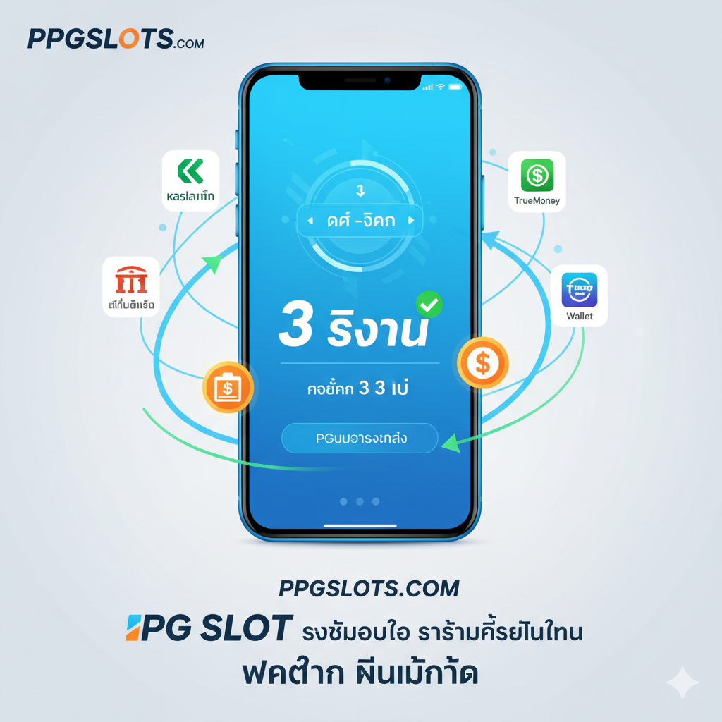 ภาพเน้นคุณสมบัติเด่นของ 'ระบบออโต้ (Auto) รวดเร็วที่สุดในไทย' และ 'ฝากถอนไม่มีขั้นต่ำ'. ภาพควรมีองค์ประกอบของความเร็วและเทคโนโลยี เช่น ภาพหน้าจอโทรศัพท์มือถือที่กำลังแสดงการทำธุรกรรม (ฝาก-ถอน) ที่เสร็จสมบูรณ์ในเวลาอันสั้น (3-5 วินาที). ใช้สีฟ้าสดใส สีเขียว หรือสีส้ม เพื่อสื่อถึงความรวดเร็วและความทันสมัย. มีไอคอนลูกศรหมุนวน หรือเส้นแสงที่พุ่งไปข้างหน้า เพื่อสื่อถึง 'Auto' และ 'รวดเร็ว'. อาจมีภาพไอคอนธนาคารและกระเป๋าเงินดิจิทัลที่เชื่อมต่อกันอย่างราบรื่น เน้นที่ความสะดวกสบายในการเล่นผ่านมือถือ (Mobile-First).