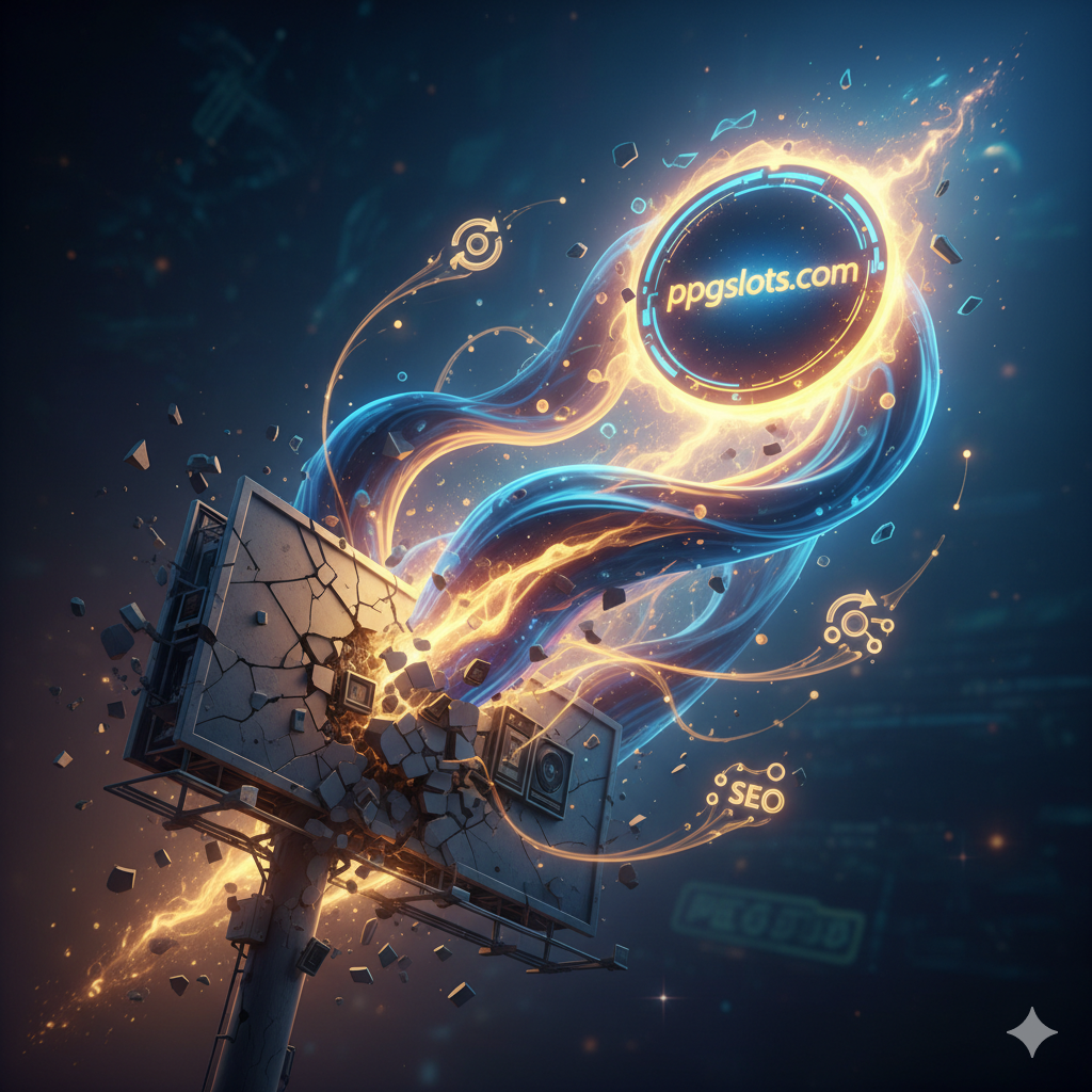 总结图片,传达“适应性是最好的Slot Ads”这一核心观点。这是一张概念图,描绘一个动态、流体形态的抽象图形(代表适应性)正在包围并重塑一个僵硬的、破碎的“传统广告牌”(代表旧方法)。在这个动态图形的中心,是发光的ppgslots.com标志,象征着通过适应性策略(SEO, Affiliate)取得成功。色调应鼓舞人心,使用明亮的金色和深邃的蓝色,营造出一种进化和胜利的感觉。