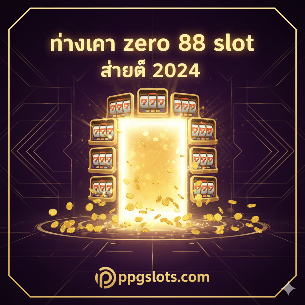ภาพหน้าปกสไตล์พรีเมียมและทันสมัย เน้นสีทองและม่วงเข้ม แสดงถึงความหรูหราและความมั่นคง องค์ประกอบหลักคือไอคอนสล็อตแมชชีนที่มีแสงสว่างจ้า พร้อมคำว่า 'ทางเข้า zero 88 slot ล่าสุด 2024' และโลโก้ 'ppgslots.com' ที่โดดเด่น จัดวางในลักษณะของ 'ประตูทางเข้า' หรือ 'พอร์ทัล' ที่เปิดออกไปสู่แสงสว่างและเหรียญทองที่โปรยปรายลงมา สื่อถึงการเข้าถึงที่ง่ายและโอกาสในการชนะรางวัลใหญ่