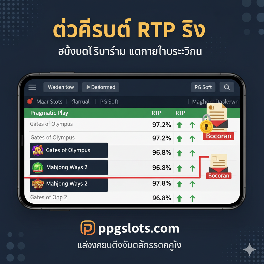 ฟังก์ชันภาพ: แดชบอร์ดสด RTP Gacor แสดงข้อมูลเรียลไทม์จาก Pragmatic Play และ PG Soft พร้อมเปอร์เซ็นต์สูงสำหรับ Gates of Olympus (97.2% 🔼) และ Mahjong Ways 2 ซึ่งเน้นย้ำถึงความแม่นยำและโอกาส Maxwin