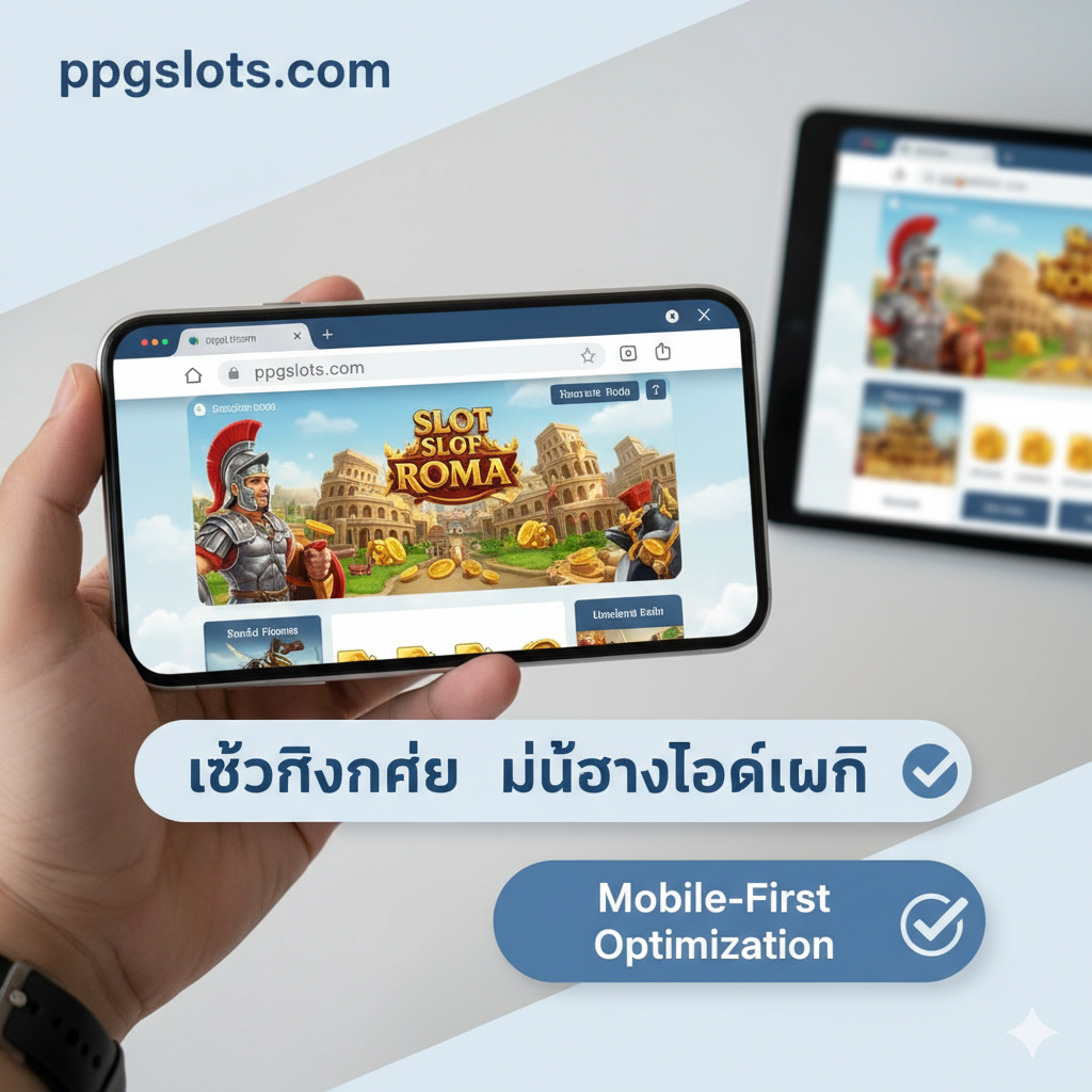 一張引人注目の泰式風格斯巴達主題封面圖。核心元素是遊戲'Slot Roma'的標誌性元素,如一個金色的羅馬/斯巴達戰士頭盔、一把銀色的短劍和一面圓形盾牌。背景應是燃燒的戰火或競技場,營造出史詩感。主色調為金色、紅色和黑色,象征著財富和力量。圖片中心應醒目地展示關鍵詞 'Slot Roma PX' 和 'Perfect Experience',右上角或左上角可放置 ppgslots.com 的低調Logo,暗示獨家和優質體驗。構圖應充滿動態和沖擊力,強調 'Premium Access' 的概念。