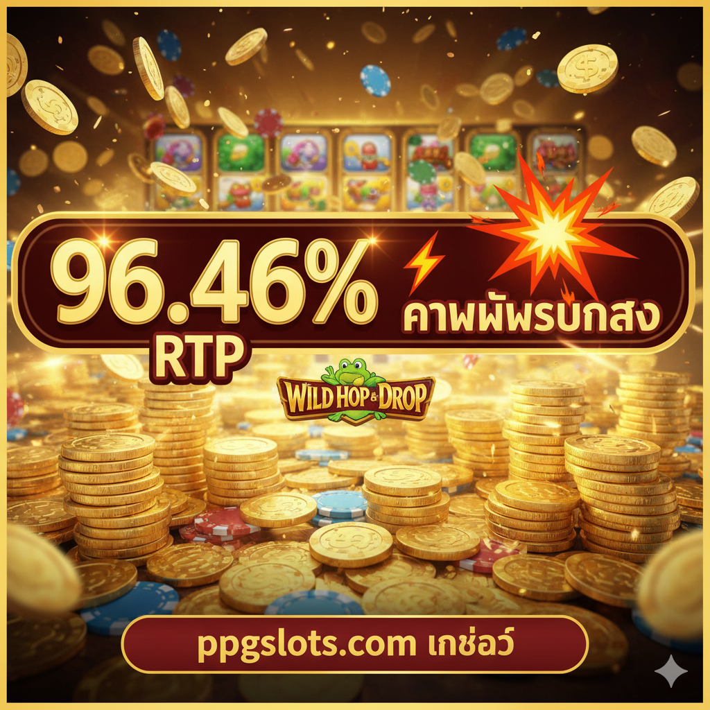 หน้าจอแสดงค่า RTP 96.46% และสัญลักษณ์ High Volatility พร้อมกองชิปเงินรางวัล เน้นย้ำข้อได้เปรียบของเกม
