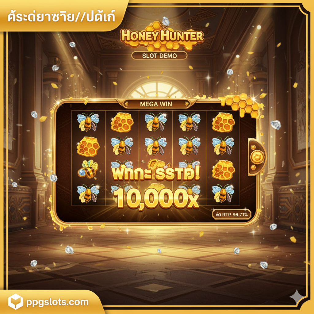 ภาพที่แสดงถึงศักยภาพการทำกำไรสูงและอัตรา RTP ที่น่าดึงดูด จัดองค์ประกอบให้เห็นหน้าจอเกมที่เพิ่งชนะรางวัลครั้งใหญ่ (Big Win/Mega Win) มีจำนวนเงินรางวัลที่สูงเป็นตัวเลขสีทองเด่นชัด เช่น '10,000x' หรือ 'Max Win' และมีข้อความ 'RTP 96.71%' อยู่ในบริเวณที่สังเกตเห็นได้ง่าย ใช้พื้นหลังที่ดูหรูหราพร้อมแสงไฟสปอตไลท์เพื่อสื่อถึงชัยชนะครั้งใหญ่ เป็นภาพที่เน้นความคุ้มค่าและความผันผวนสูงของเกม
