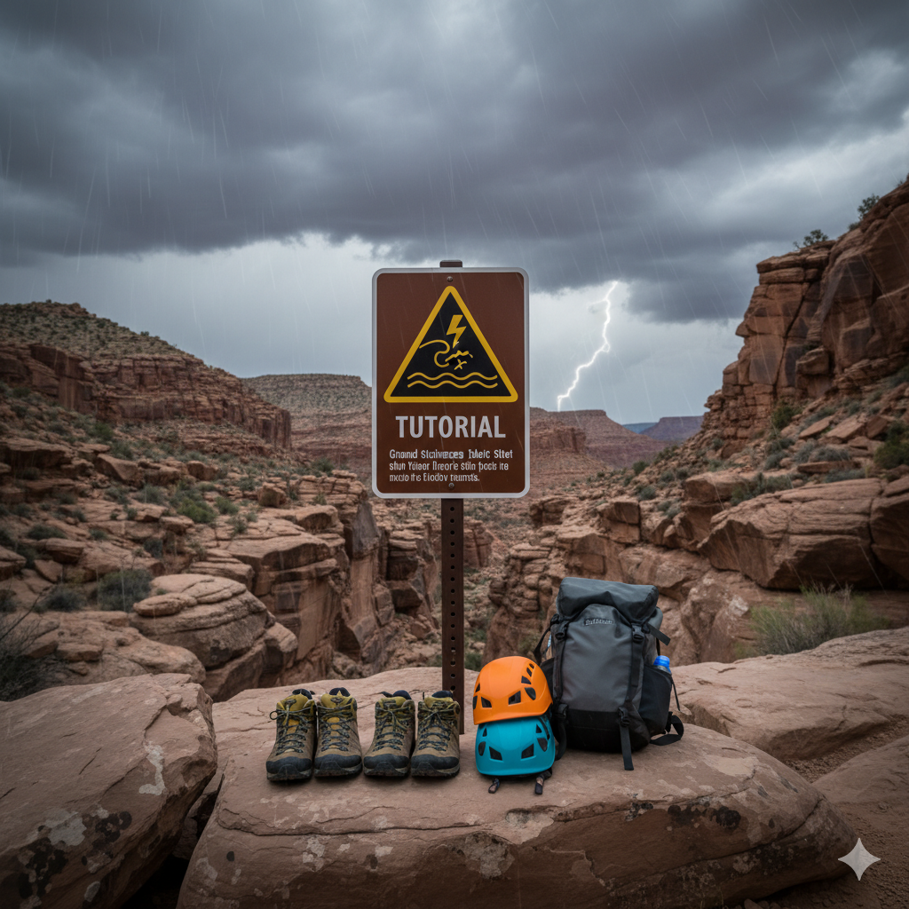 A tutorial-style image focusing on the distinctive 'zebra' stripes of the Zebra Slot Canyon. The image captures the striking, uniform horizontal red and white/cream bands across the curved sandstone walls. Bright, direct sunlight is shown streaming down through the narrow opening, reflecting off the damp, often water-filled floor, which adds a beautiful, glossy effect and highlights the vibrant colors of the rock layers. The composition is clean, centered on the pattern, and includes a small section of the muddy or water-filled floor to remind hikers of the necessary preparation (i.e., appropriate footwear). The photo is bright, emphasizing the canyon's photogenic qualities.