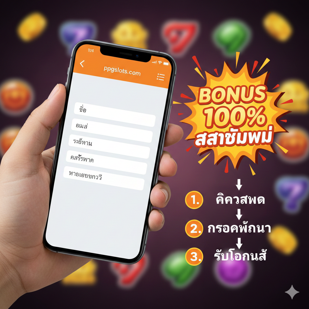 教程图片，重点展示'สูตรเล่นตามช่วงเวลาทอง' (Golden Hour Strategy) และ 'สูตร Buy Feature'。画面风格为深色背景下的霓อง灯效果，模拟深夜/赌场氛围。中央是一个时钟หรือ表盘，上面高亮显示两个'黄金时间'：10:00-12:00 (上午) 和 22:00-02:00 (深夜)，用不同的颜色区分。旁边配มีPG Buy Feature的图标（如一个金色的'BUY'按钮），用箭头指示'先หมุนวอร์มอัพ'（先热身旋转）再'ซื้อ'（购买），形成一个简单的流程图。整体构图旨在指导玩家在正确的时间使用正确的策略。